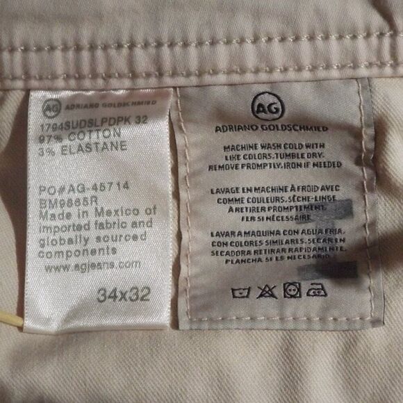 AG Jeans Pants, 34x32, Pale Pink, Slim Straight, Zipper fly, IRREGULAR, 5 pocket - Picture 7 of 14